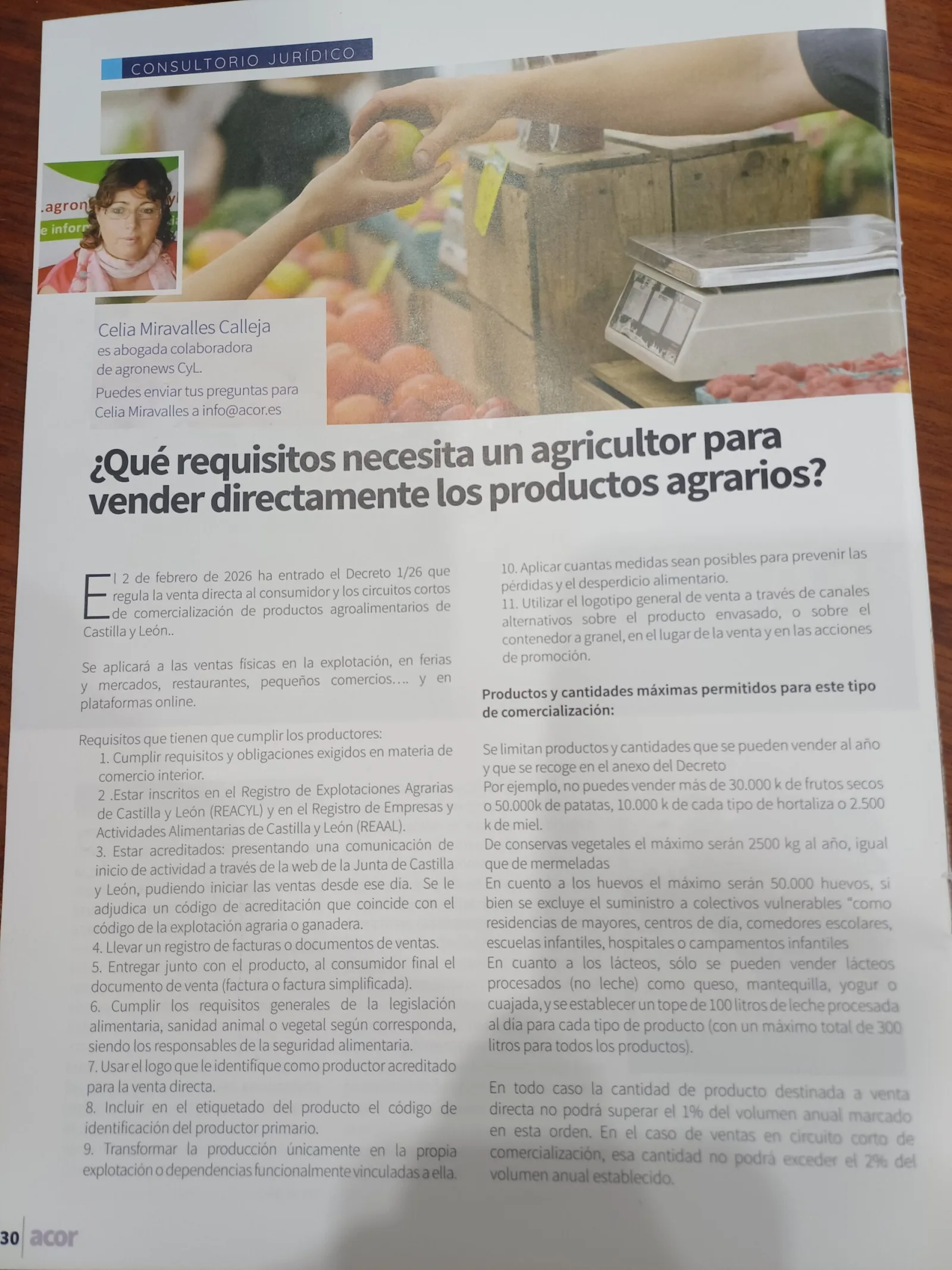Requisitos y límites para que agricultores vendan directamente en Castilla y León