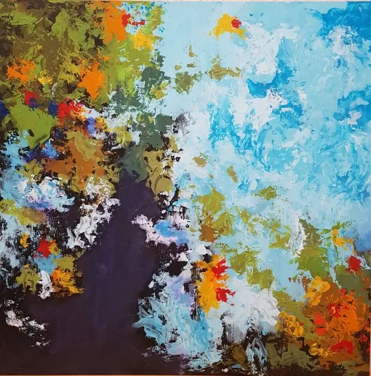 Obra original “Esperanza pasajera” combina acrílico y óleo en técnica mixta sobre tabla