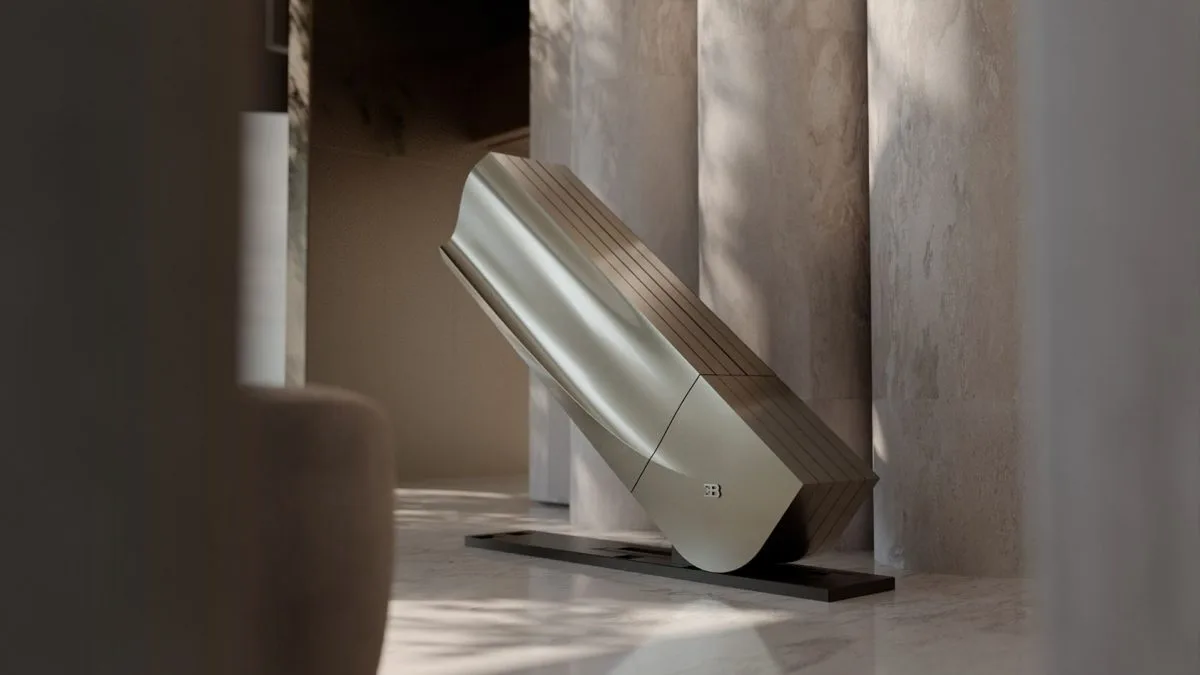 Bugatti lanza una televisión de lujo que se transforma en escultura para interiores exclusivos