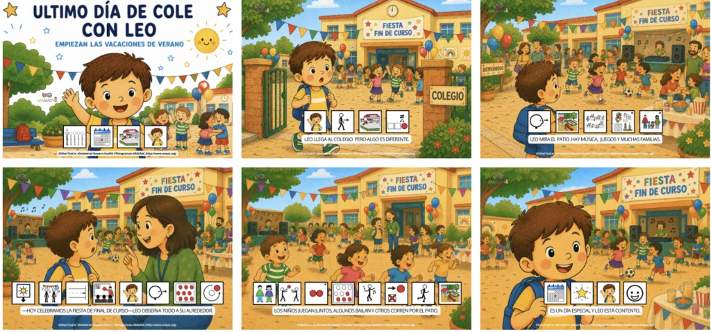 Cuento inclusivo para niños con TEA sobre el último día de colegio