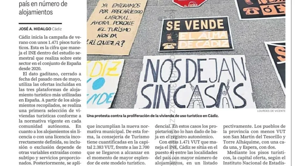 El INE confirma la reducción de pisos turísticos en Cádiz tras nuevas regulaciones
