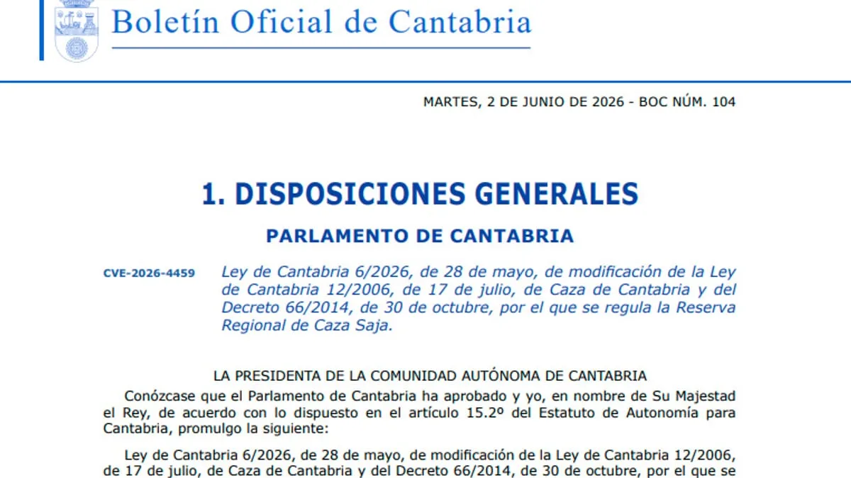 Entró en vigor la reforma que simplifica la gestión de la caza en Cantabria