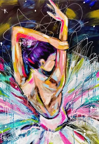 Obra original «Ballerina» en acrílico sobre lienzo de Aliaksandra Tsesarskaya en venta