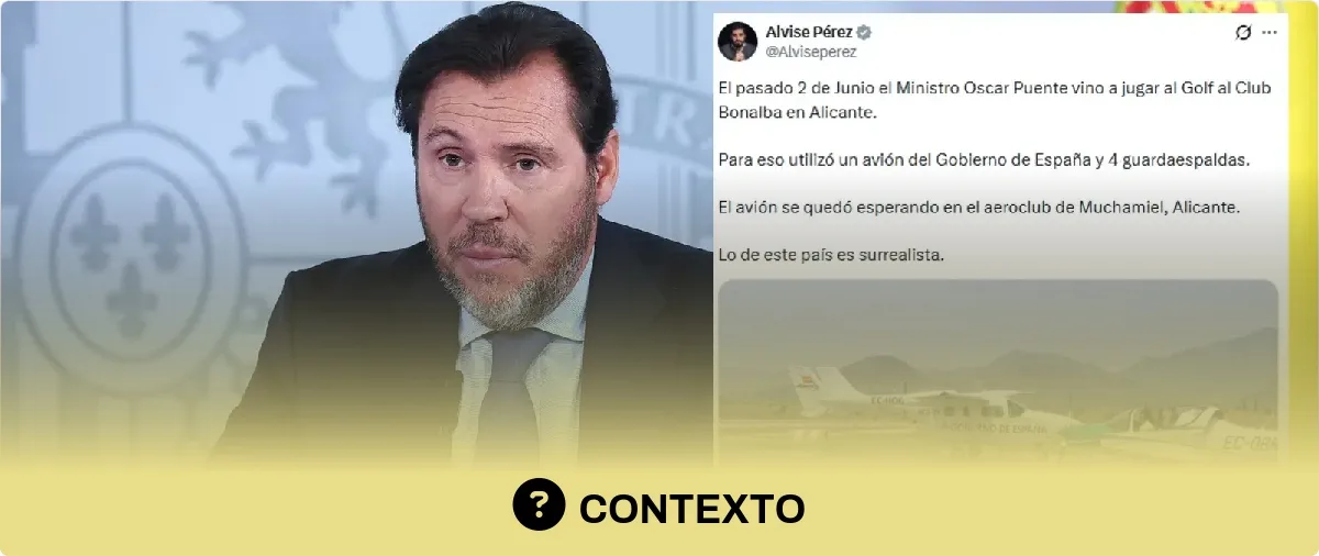 Desmienten uso de avión oficial por Óscar Puente para jugar al golf en Alicante