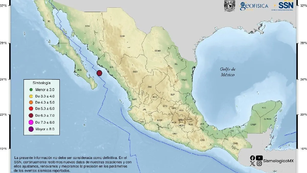 Sismo de magnitud 6.1 sacude Sinaloa y provoca evacuaciones en Culiacán